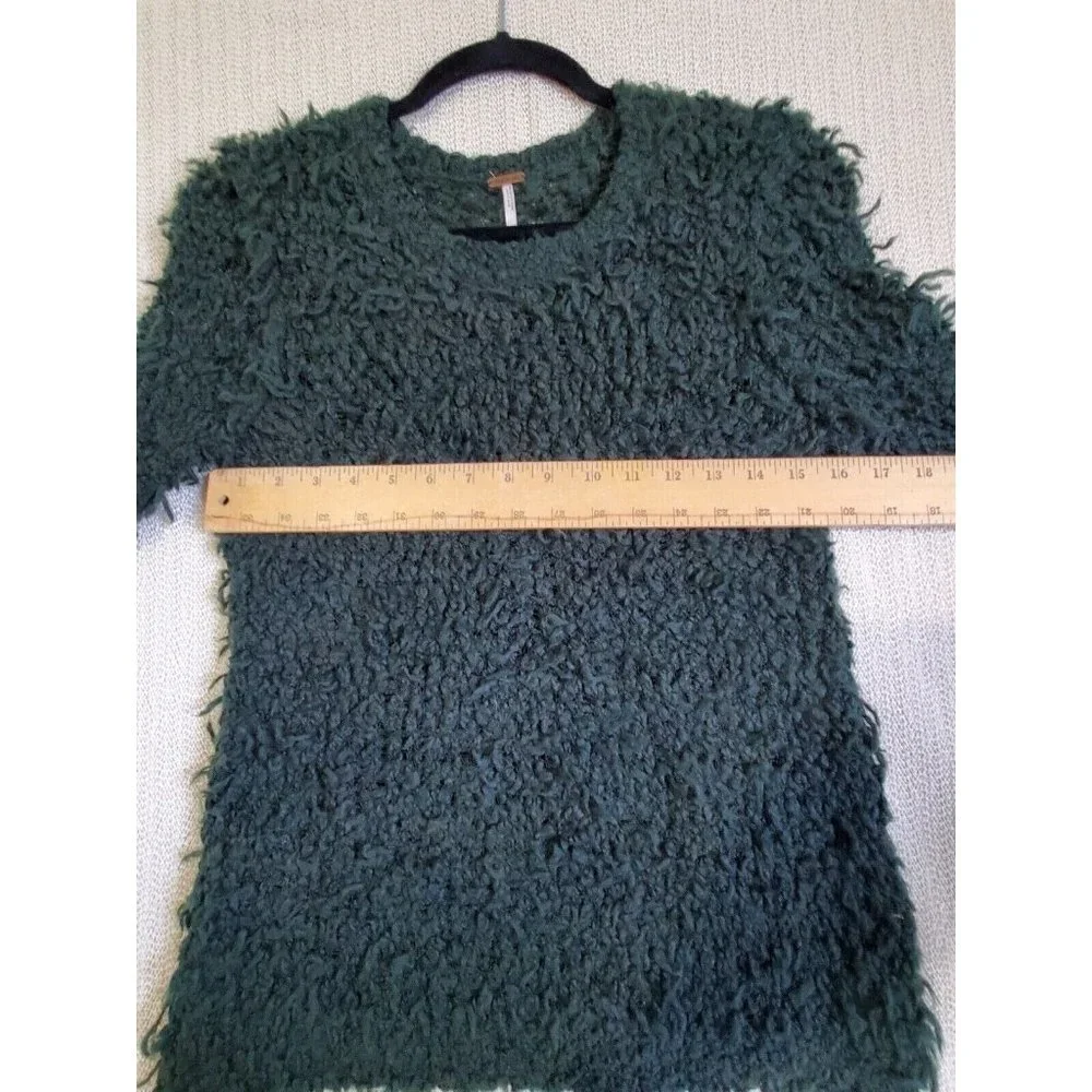 Free People Forest Green Textured Crewneck Sweater
